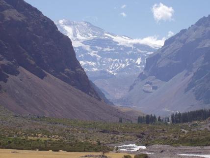 Andean vulcanoes on our crossing the andes Chile to Argentina on Horseback trail ride